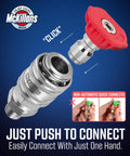 Stainless Steel Quarter Inch Automatic Quick Connect Fittings For Pressure Washer Gun Couplers NPT Male, shown in use.