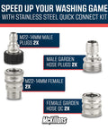 Heavy Duty M22 To Three Eighth Inch Quick Disconnect Kit For Pressure Washers Stainless Steel Quick Connect Adapters with various connectors