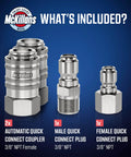 Image of Heavy Duty Stainless Steel 3/8 Inch NPT Quick Connect Kit For Pressure Washers Four Pack, including couplers and plugs