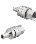 Stainless Steel Quick Disconnect Set For Wort Brewing Gear, 1/2 Inch NPT Female And 1/2 Inch Barb, Food Grade Silicone O-Rings