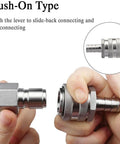 Stainless Steel Quick Disconnect Set For Wort Brewing Gear, 1/2 Inch NPT Female And 1/2 Inch Barb, demonstrating disconnection.
