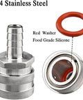 Stainless Steel Quick Disconnect Set For Wort Brewing Gear, 1/2 Inch NPT Female And 1/2 Inch Barb, Food Grade Silicone O-Rings