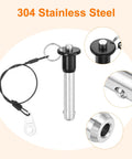 Two Pack Quick Release Pins Half Inch Diameter By One Point Six Inch Length Ball Locking Pins With Push Button 304 Stainless Steel