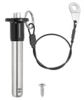 1/2 Inch Diameter 304 Stainless Steel Quick Release Pin with 2 Inch Usable Length, lanyard cable and M5 screw visible