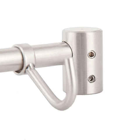 Close-up of 304 Stainless Steel Kitchen Rail Hooks Hangers Wall Mounted (Rod Hook) showing attachment detail on wall-mounted rod.