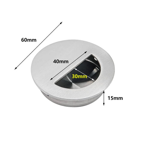 Set Of 4 Concealed Recessed Drawer Handles Stainless Steel 60x15mm with side view showing dimensions for cabinets and doors.