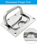 Flush Mount Ring Pull Handle in 316 Stainless Steel for Boat Hatch and Furniture Cabinets Drawer Square Recessed Lift Ring Pull 3 x 2.24 Inches Heavy Duty Rustproof Corrosion Resistant with 4 Mounting Screws