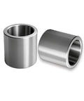 Five Eighth Inch To One Half Inch Stainless Steel Reducer Bushing Set Of Ten Round Metal Spacers for screws and rods, close-up view.
