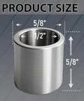 Five Eighth Inch To One Half Inch Stainless Steel Reducer Bushing Set displayed with size dimensions 5/8" and 1/2" measurements.