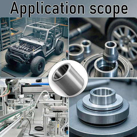 Application scope of Five Eighth Inch To One Half Inch Stainless Steel Reducer Bushing Set Of Ten Round Metal Spacers in machinery and automotive contexts.