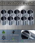 Stainless Steel Reducer Bushings Set Of 10 Three Quarters Of An Inch To Five Eighths Of An Inch Metal Spacer Adapters Close-up