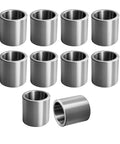 Set of ten Five Eighth Inch To One Half Inch Stainless Steel Reducer Bushing for screws, bolts, and rods in CNC machined precision adapters