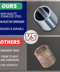 Comparison of Stainless Steel Reducer Bushings Set Of 10 Three Quarters Of An Inch To Five Eighths Of An Inch with ordinary iron spacer.