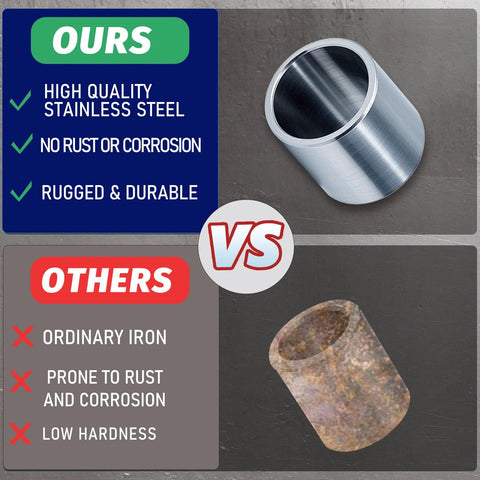 Comparison of Stainless Steel Reducer Bushings Set Of 10 Three Quarters Of An Inch To Five Eighths Of An Inch with ordinary iron spacer.