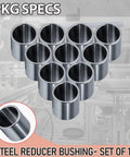 Stainless Steel Reducer Bushings Set Of 10 Three Quarters Of An Inch To Five Eighths Of An Inch Metal Spacer Adapters
