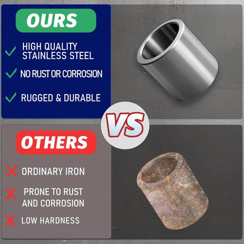 Comparison of stainless steel vs ordinary iron reducers; Five Eighth Inch To One Half Inch Stainless Steel Reducer Bushing Set Of Ten.