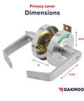 Commercial Door Handle With Vacant Occupied Indicator Restroom Lock for Public Bathrooms showing dimensions and stainless steel finish
