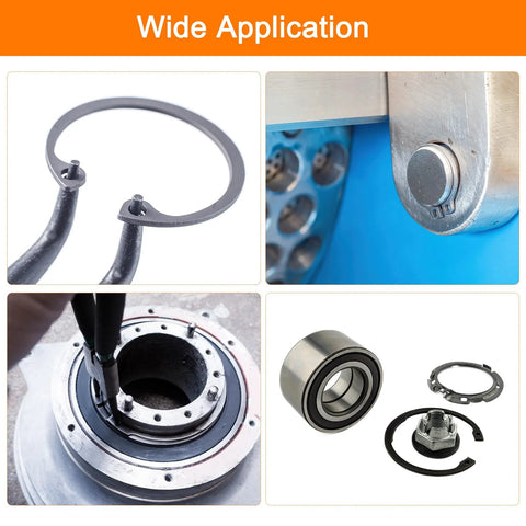 72mm internal retaining ring (circlip) in 304 stainless steel, 2 pcs, with installation hardware and bearing assembly