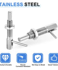 Beefy Retractable Indexing Plunger Pin Set 4 Pack Stainless Steel M6 Thread 17mm, showing durability, rust resistance with icons below