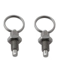 2 Pack Non Lock Out Stubby Knob Plungers Hand Retractable Spring Plungers With Pull Ring Stainless Steel Construction M6 Thread