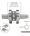 Stainless steel commercial door handle with vacant occupied indicator, shown disassembled for restrooms.