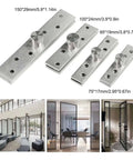 Variety of 2.9 Inch Stainless Steel Hidden Door Hinges Set of 2 With 360 Degree Rotation For Smooth Revolving Doors shown in multiple sizes.