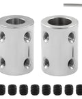 2 Pcs Bore Rigid Coupling Set 8mm to 10mm Shaft Coupler Connector Stainless Steel Coupler Rigid Couplings for 3D Printers Motor Accessories