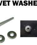 Stainless Steel Rivet Back-Up Washer Kit For 1/8, 5/32, 3/16 Inch Rivets with close-up of washers and installed view