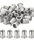 Rivet Nut Set Flat Head 3/8-16 Stainless Steel 304 Threaded Inserts Knurled Body, 50 pcs for automotive and metal fabrication