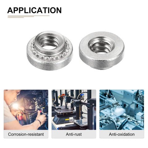 Self Clinching Rivet Nut Fastener 50 Pack in Stainless Steel Size 6 32 Thread 0.12 Inch Length 0.28 Inch Outer Diameter Heavy Duty Pro Grade