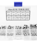Lightweight Knurled Shank Stainless Steel Rivets Set 160 Pieces in Multiple Sizes with Plastic Storage Box for Labels Nameplates Fastening and DIY Projects