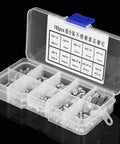 Lightweight Knurled Shank Stainless Steel Rivets Set 160 Pieces in Multiple Sizes with Plastic Storage Box for Labels Nameplates Fastening and DIY Projects.