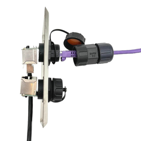Built Tough Outdoor Ethernet Wall Plate With Dual Waterproof RJ45 CAT6 Jacks For Patios And Workshops side view