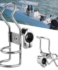 Fishing rod holder clamp in marine-grade 316 stainless steel, 32mm pole, 360° adjustable with locking mechanism