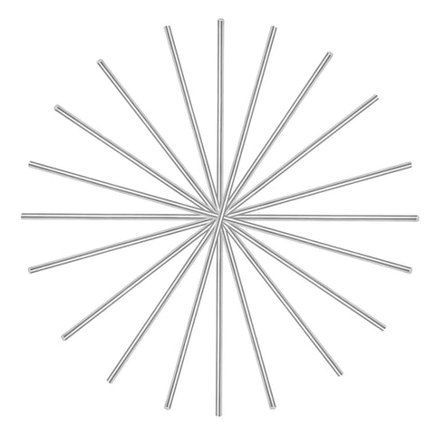 Solid Stainless Steel Rods 304, 1/16 Inch Diameter By 12 Inch Length, 10 Piece Pack arranged in a radial pattern