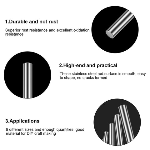 Stainless Steel Rods Assortment Kit for DIY Crafting and Model Making 27 Piece Set features, durability, practicality, applications.