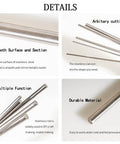 Two Pack Five Eighths Inch Diameter Eight Inches Long 304 Stainless Steel Rods For DIYers And Metalworking Durable Shafts With High Hardness And Shiny Finish Easy To Cut To Your Desired Length For Hobby Projects And Industrial Use. Image showing smooth surface, arbitrary cutting, multiple function, and durable material.