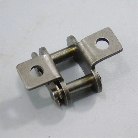Stainless Steel Roller Chain Connector Double Join for Conveyor Transmission Single Link Chain Joiner with holes and sturdy design.