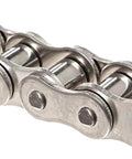 ANSI 40SS 08A Stainless Steel Roller Chain 10 Feet Single Strand for Chain Driven Slide Gate Operator, close-up view.