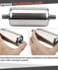 Two Pack Stainless Steel Conveyor Rollers, 2 Inch Diameter By 4 Inch Length, gravity transmission replacement shown with spring axis