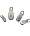 Four stainless steel pulleys including M20 Single Swivel Lifting 0.3" Rope Pulley Roller Block Sheave 0.03 Ton Timing Pulley(M20).