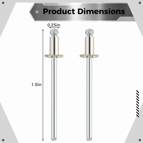 2 Piece Stainless Steel Rosette Rivets For Decorative Metal Fasteners And Door Tag Hardware Dope Look With Quick Install; dimensions 1.5in x 0.25in