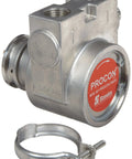 Procon 115B190F31BA Stainless Steel Rotary Vane Pump, 1/2" NPTF, 210 GPH with clamp, stainless steel finish, side view