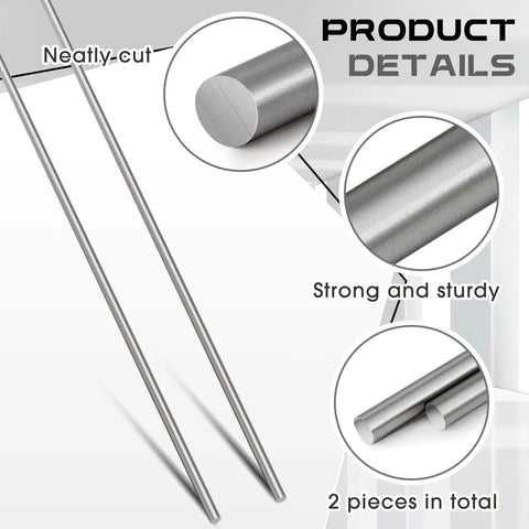 Two Pack 304 Stainless Steel Round Rod 0.236 Inch Diameter 36 Inch Length Beefy Heavy Duty Solid Round Shaft Bar, DIY Crafting and Machining