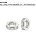 M4 Stainless Steel Spacers Set, 10 Pack Round Metal Standoffs, 4.1mm ID x 7mm OD x 2mm Thick displayed front and side view.