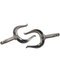 Front view of two 316 stainless steel rowlocks for side-mount rowboat or dinghy, with mounting shafts
