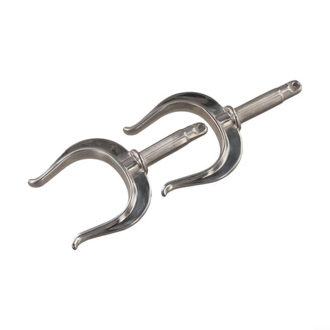 Rowlock set for boats, 2-piece stainless steel, side-mount; 316-grade with mounting shafts