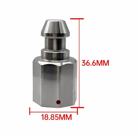 Close-up of stainless steel Two Pack RTK GPS GNSS Quick Release Adapter Quick Disconnect for Trimble and Topcon.