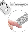 Close-up of Stainless Steel Ruler Metal Straight Edge 6 Inch with safety edge and precise measurements shown.