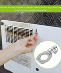 Secure, vibration-resistant cam lock keeps RV water heater doors firmly closed on the road, in use on heater panel
